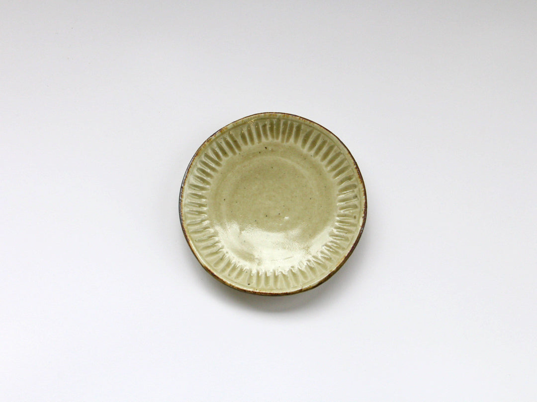 Ash Glazed Ridgedmaru Small Plate - Crafted By Jun Kato