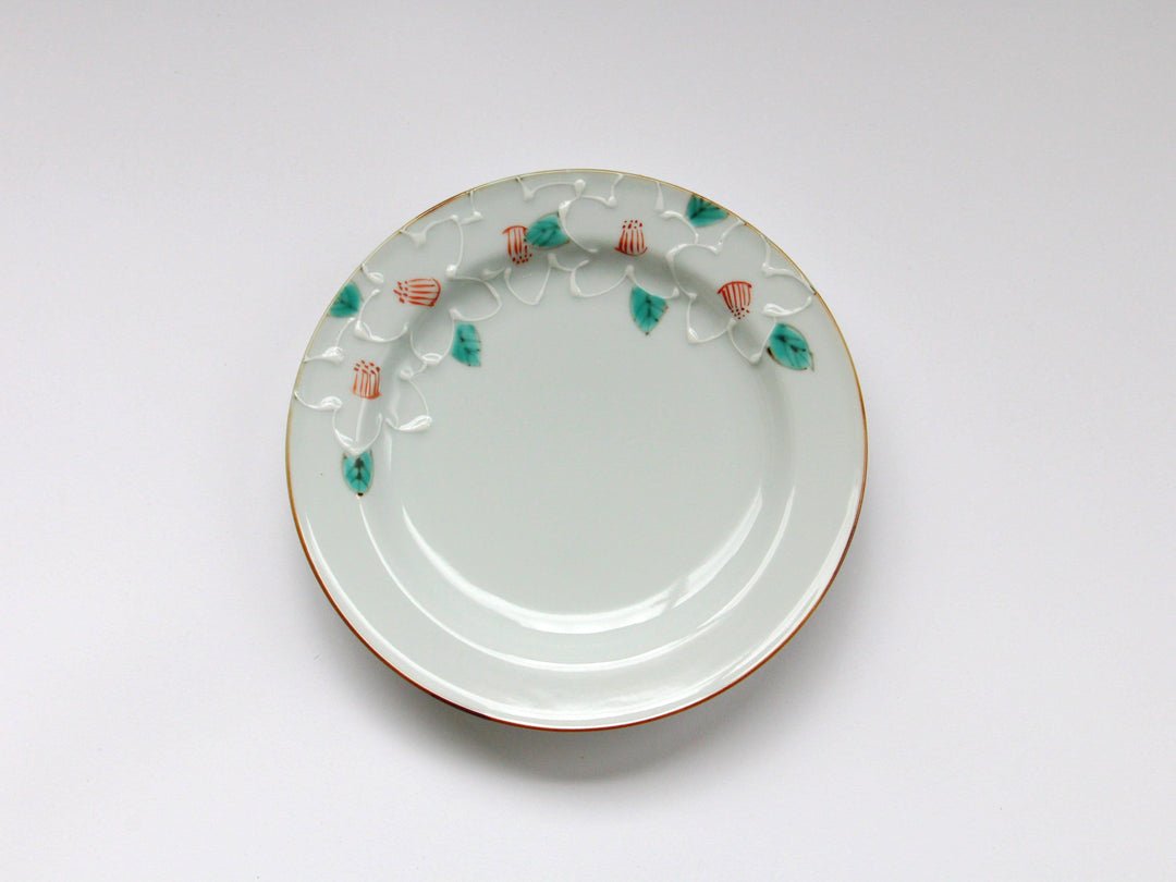 Slip Trailing Satsuki Pattern Rim Plate - Crafted By Tokushichi Kiln