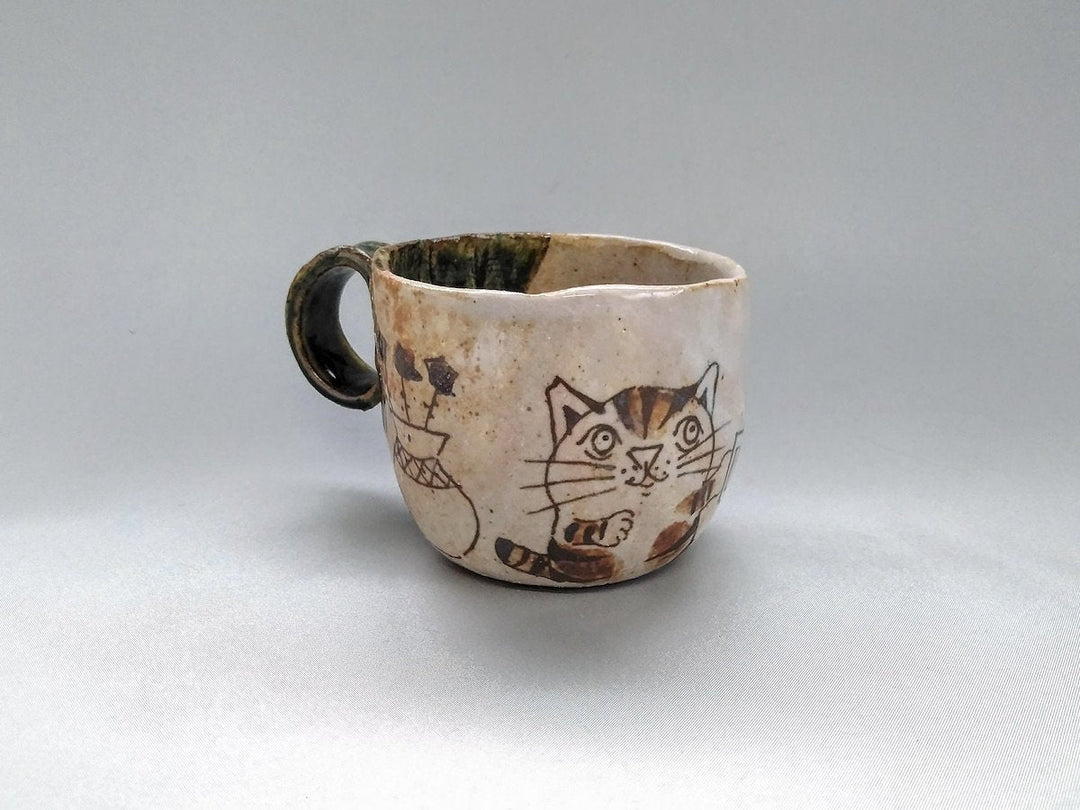 Oribe Pot Cat Mug - Crafted By Hiroshi Sato