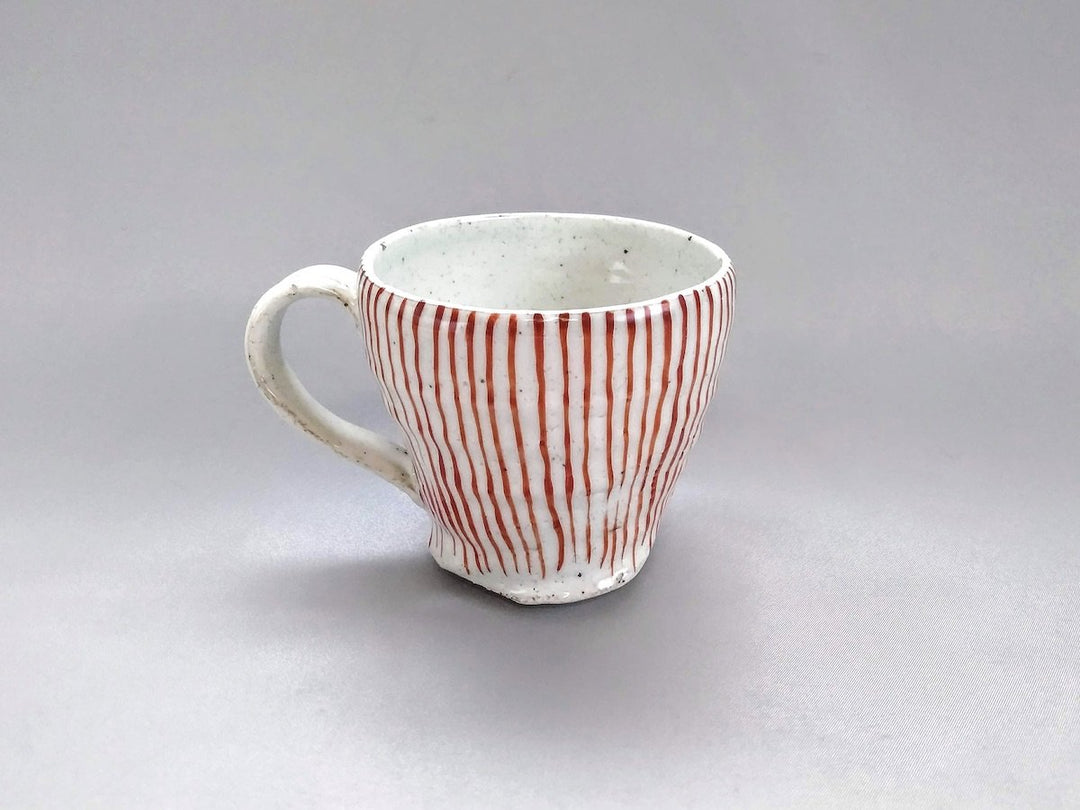 White Slip Tokusa Faceted Mug Red - Crafted By Shigehisa Miura