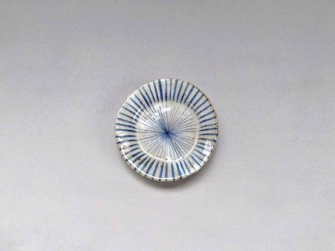 White Slip Tokusa Small Plate Blue - Crafted By Shigehisa Miura