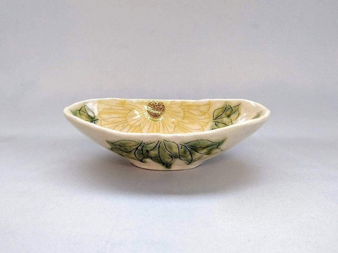 Peony Boat Shaped Small Bowl Yellow - Crafted By Yoshihei Kato