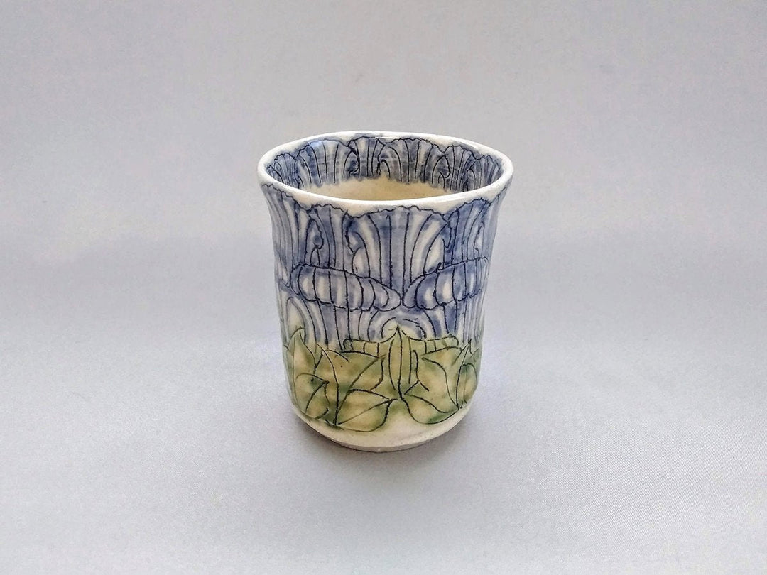 Peony Flower Yurari Thin Tea Cup Blue - Crafted By Yoshihei Kato
