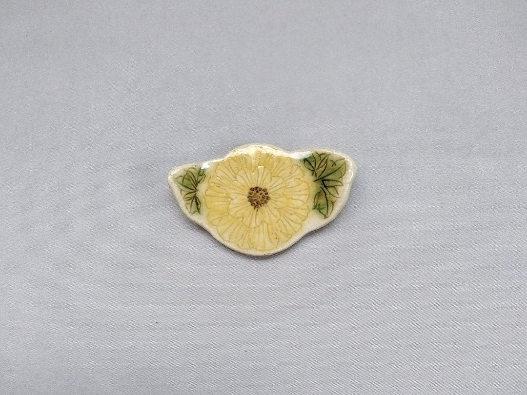 Peony Flower Chopstick Rest Yellow - Crafted By Yoshihei Kato