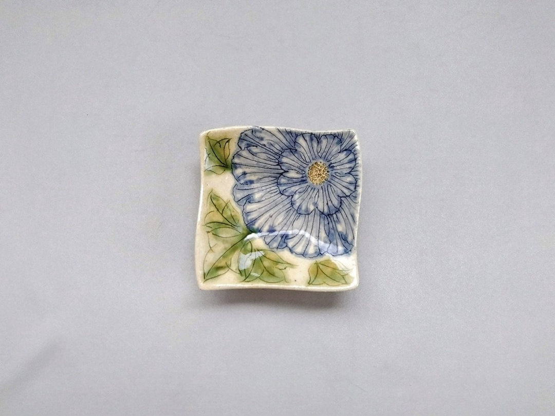 Peony Yurari Square Small Plate Blue - Crafted By Yoshihei Kato