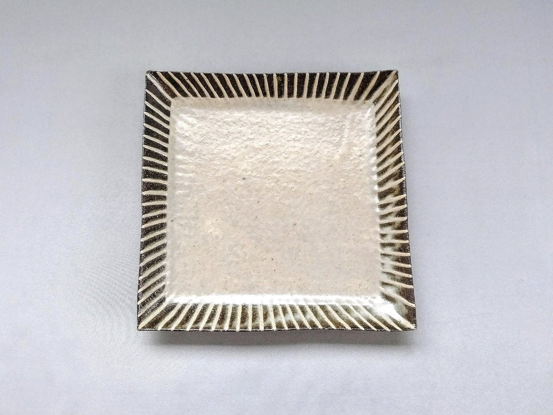Slip Trailing 6-Sun Square Plate - Crafted By Seisaku Kusaka/Mari