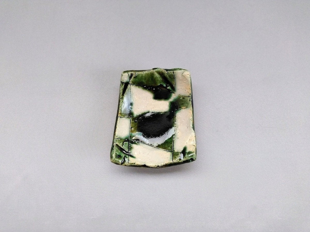 Oribe White check Square Small Plate - Crafted By Kazuhito Yamamoto