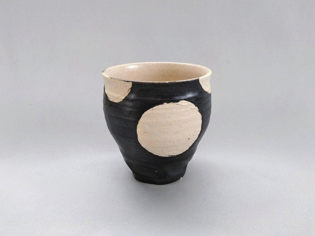 Black Glazed Round Pattern Free Cup - Crafted By Kazuhito Yamamoto