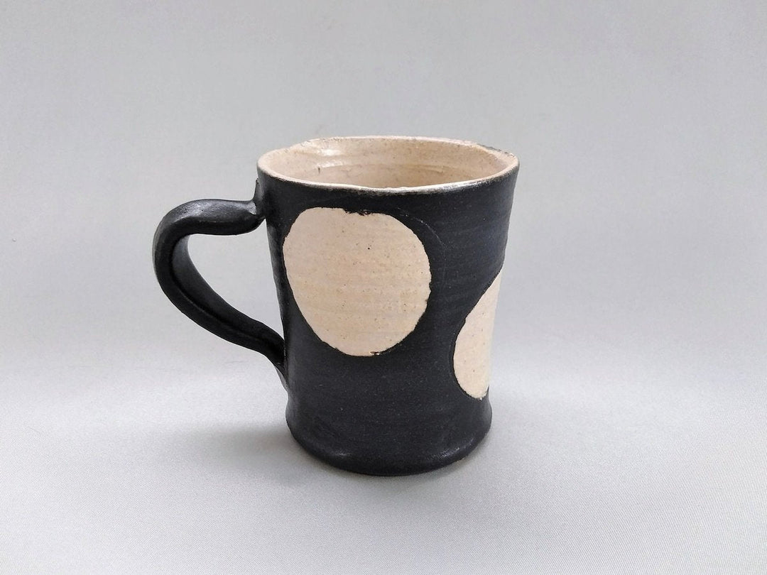 Black Glazed Round Pattern Cylinder Mug - Crafted By Kazuhito Yamamoto