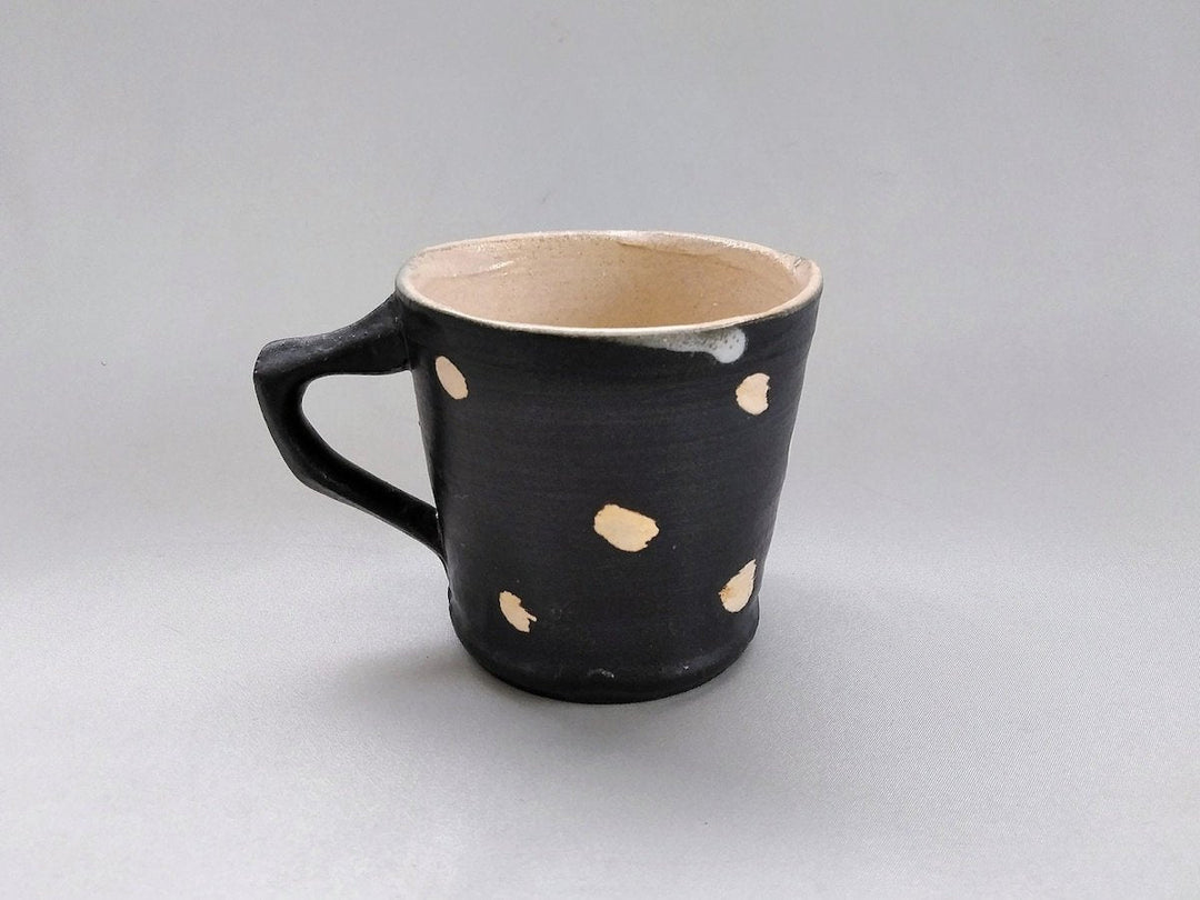 Black Glazed Dot Cut-Out with Handle Cylinder Mug - Crafted By Kazuhito Yamamoto