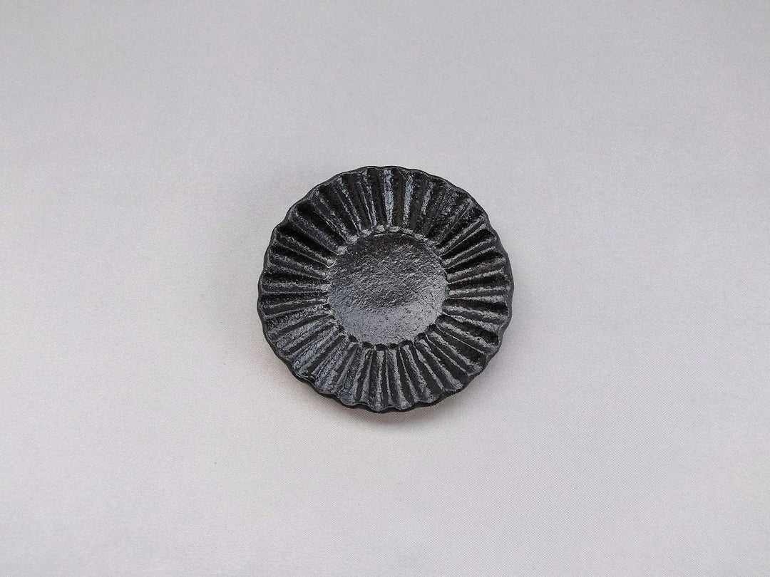Black Glazed Ridged Round Small Plate - Crafted By Kazuhito Yamamoto