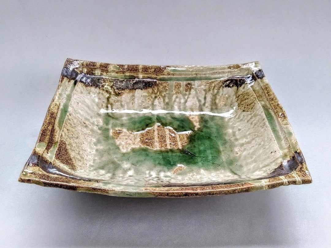 Ash Glazed Large Long Square Bowl - Crafted By Hiroyuki Oguri