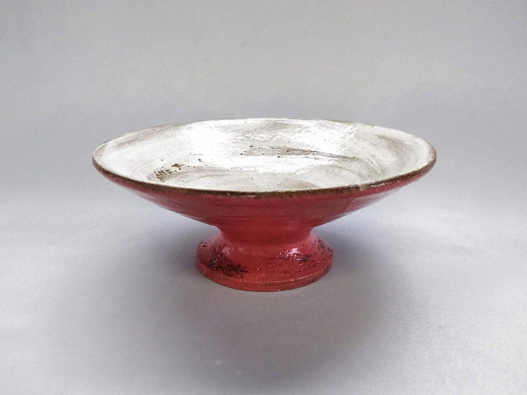 Red lacqueRed Inside brushed high Round Bowl - Crafted By Takuya Ohara