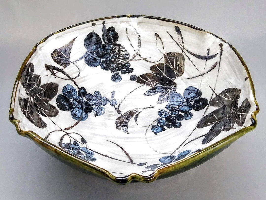 Oribe Grape Pattern Hexagonal Bowl Extra Large - Crafted By Takee Tatsu