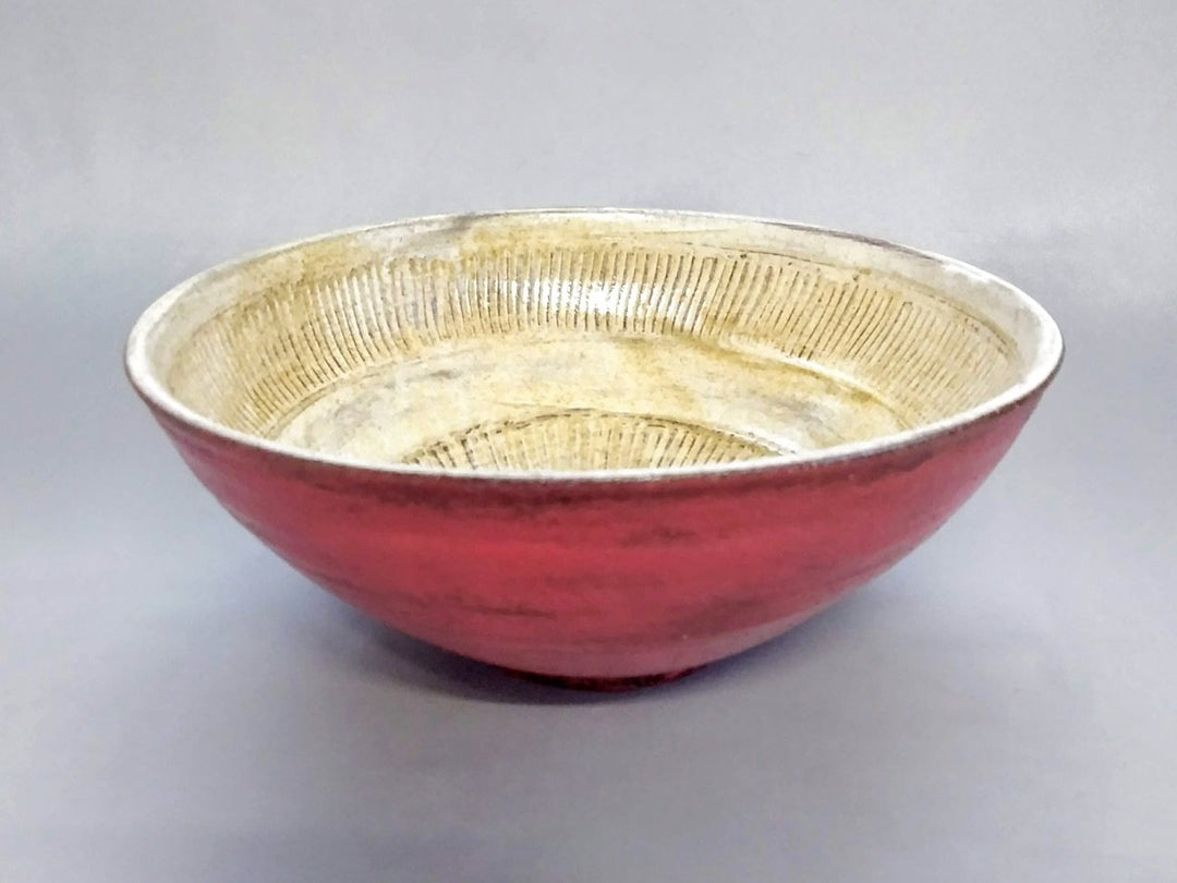 Painted Slip Inner Ridged Large Bowl Red - Crafted By Takuya Ohara