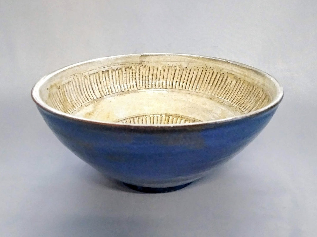Painted Slip Inner Ridged Large Bowl Blue - Crafted By Takuya Ohara