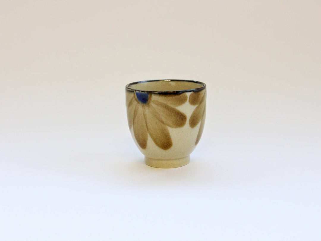 Indigo flower cup in brown porcelain by Chojuro Kiln