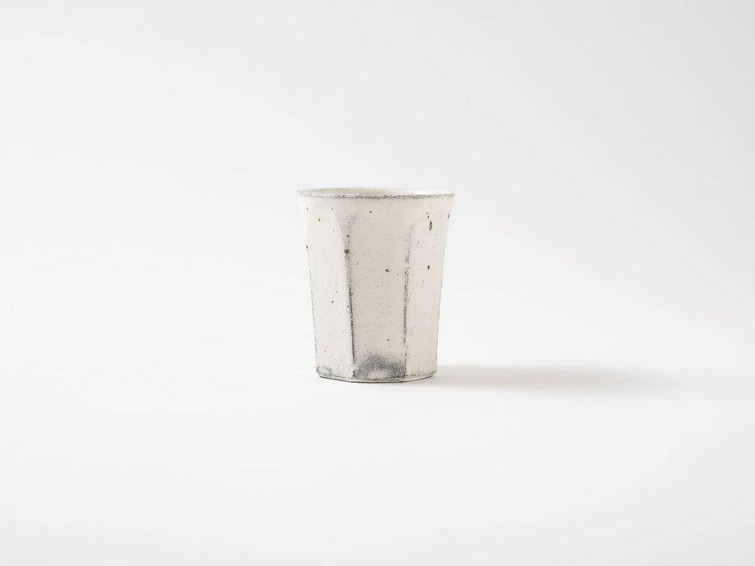 White slip faceted cup by Hitoshi Kato