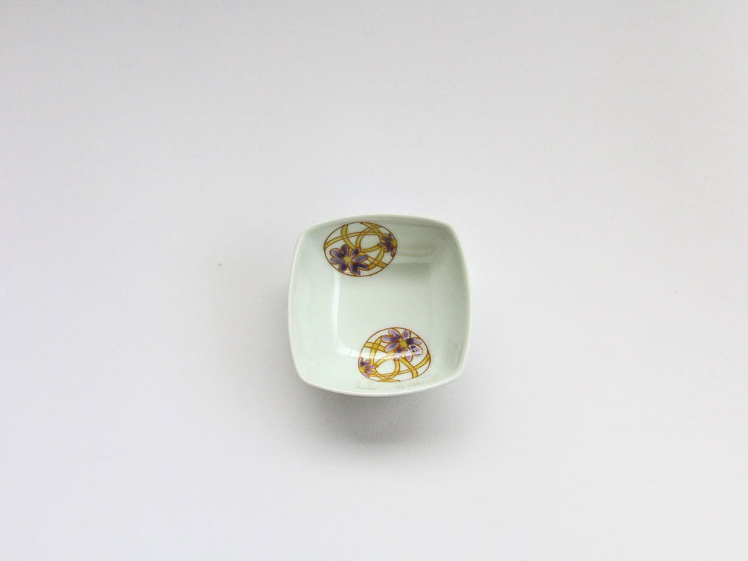 Purple glazed porcelain small dish with flower pattern from Koso Kiln