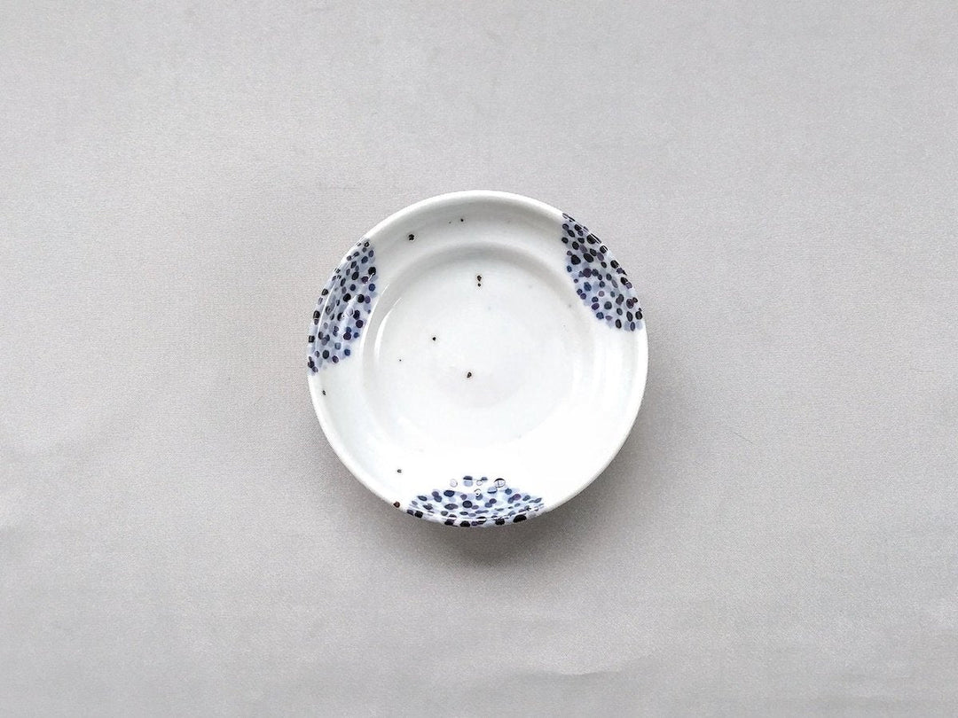 Porcelain plate with small blue and purple dot painting, from Saga, Japan
