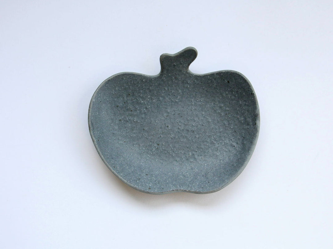 Gray glaze apple-motif ceramic plate from Furutani Pottery, Shiga