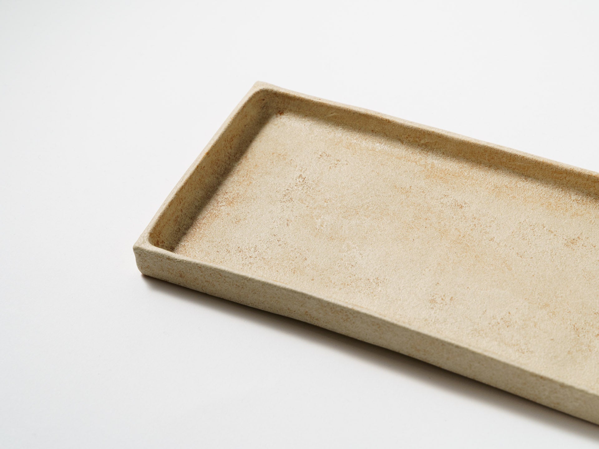 White Slip Orange Rectangular Plate Large - Crafted By Taeko Kajiwara