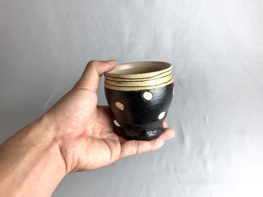 Black Glazed line engraved dot pumping - Crafted By Kazuhito Yamamoto