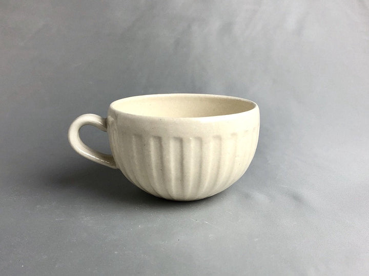 Ridged Ippuku Mug White - Crafted By Kakurin Kiln