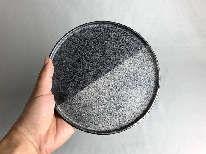 Crystal half Silver lacqueRed 18cm Round Plate with Edges - Crafted By Toetsu Kiln