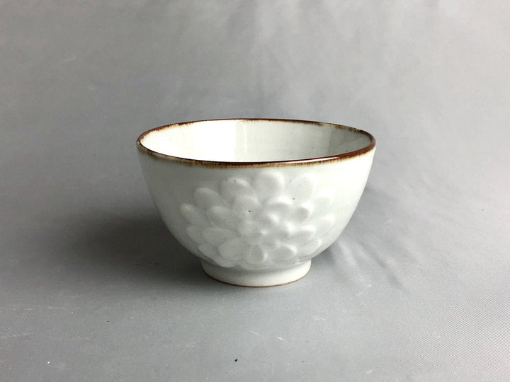 White Porcelain Chrysanthemum Rice Bowl - Crafted By Kousei Kobayashi