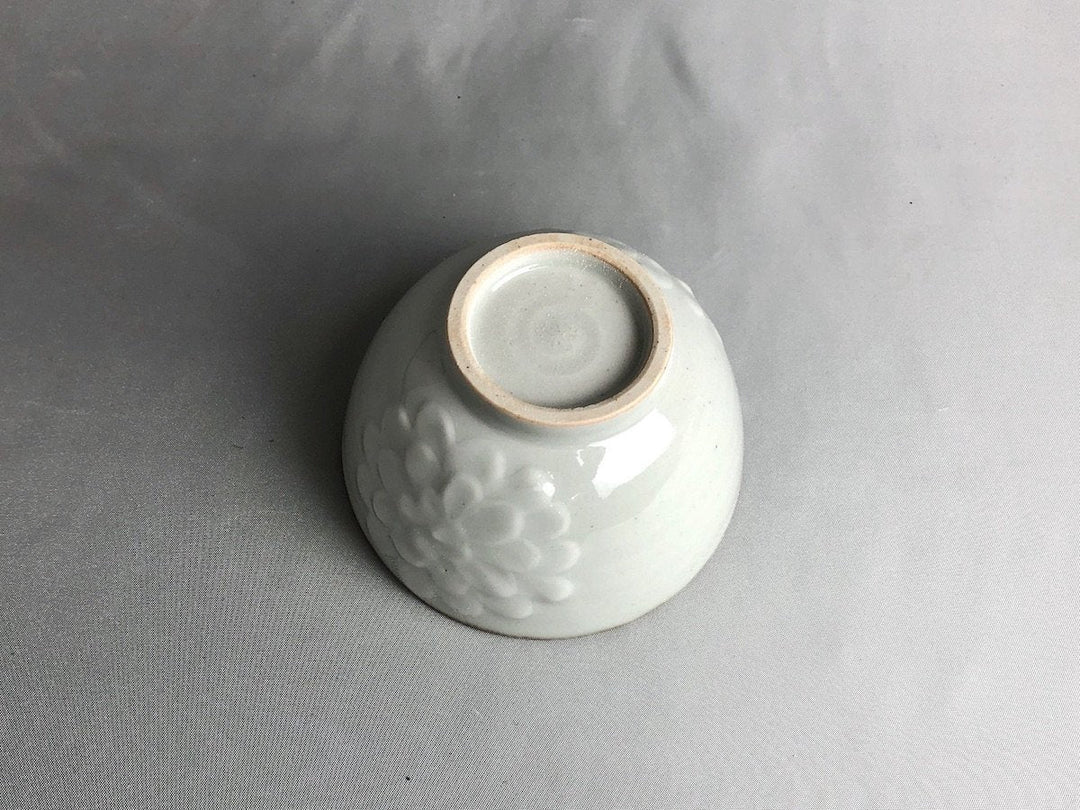 White Porcelain Chrysanthemum Rice Bowl - Crafted By Kousei Kobayashi