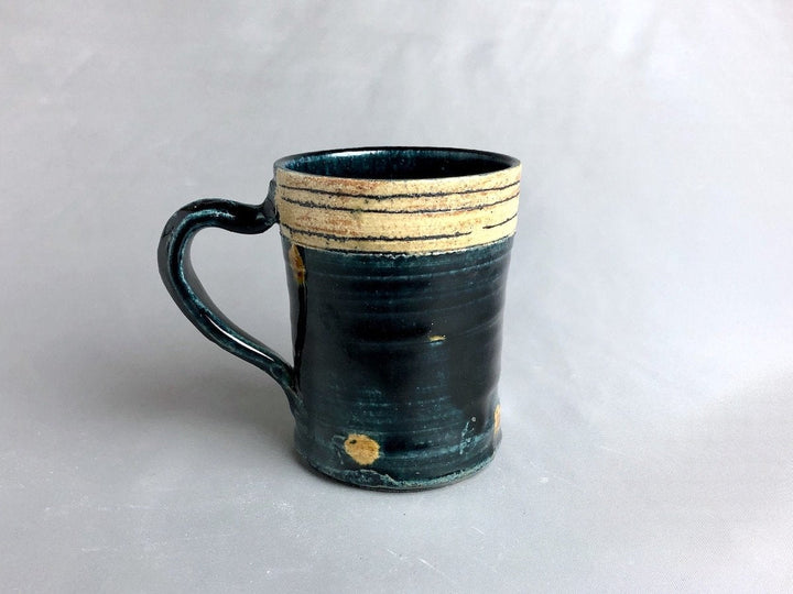 Blue Glazed line engraved dot tube Mug - Crafted By Kazuhito Yamamoto