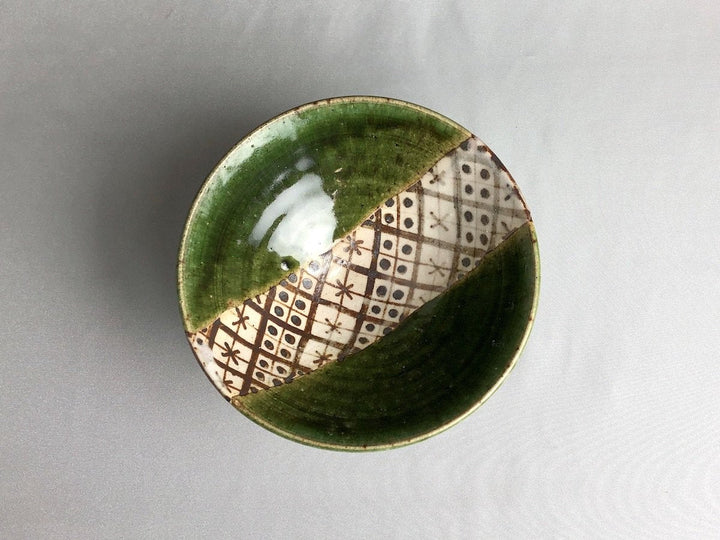 Oribe geometric Pattern chazuke Bowl - Crafted By Nobumasa Kiminami