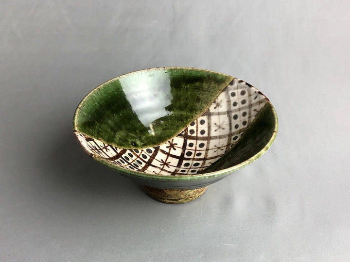 Oribe geometric Pattern chazuke Bowl - Crafted By Nobumasa Kiminami