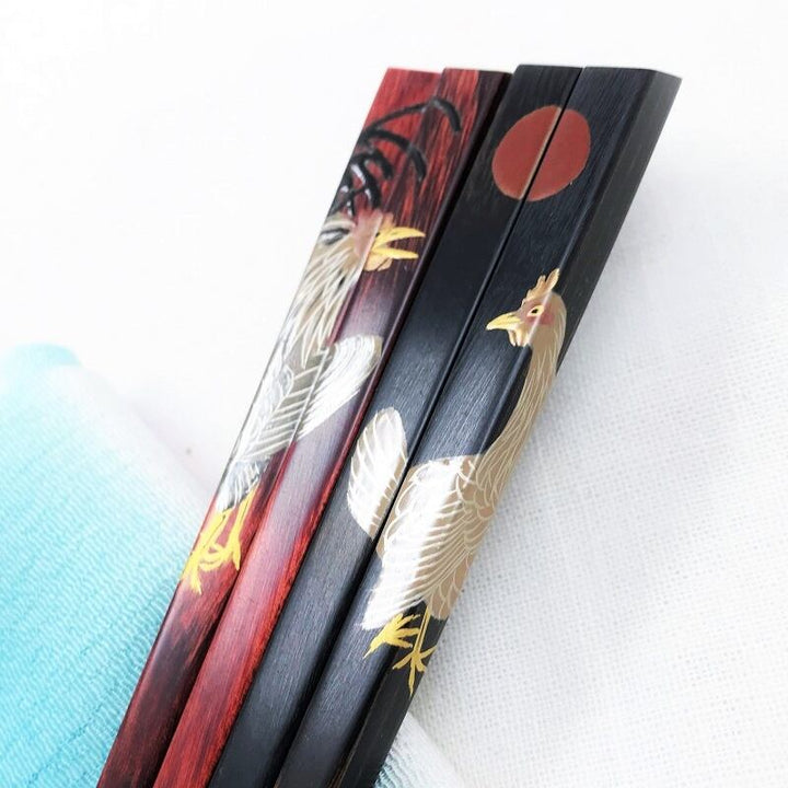 “Crowing Rooster, Staring Rooster, and the Moon” Companion Chopsticks