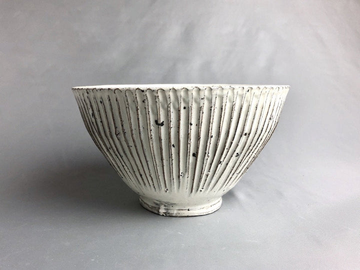White Slip Ridged Bowl - Crafted By Takuya Ohara