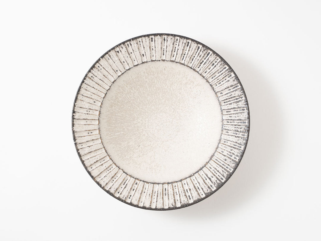 Rim Plate, Medium, White, Shinogi — Hand-Glazed Japanese Pottery by Masanori Yamamoto