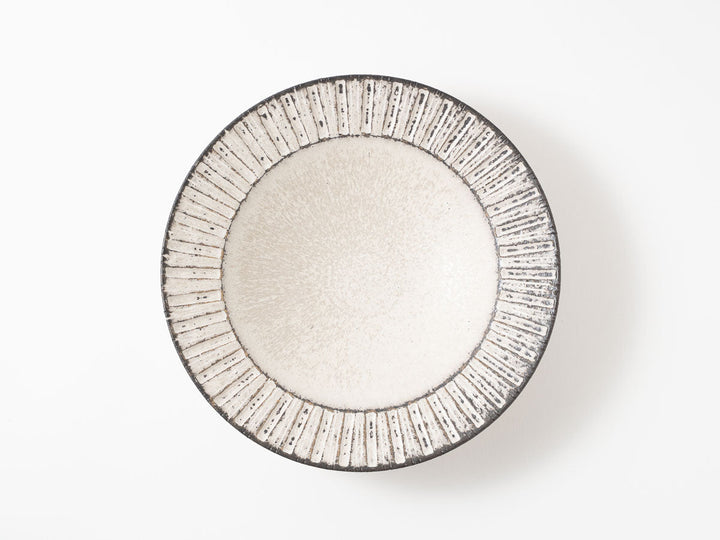 Rim Plate, Medium, White, Shinogi — Hand-Glazed Japanese Pottery by Masanori Yamamoto