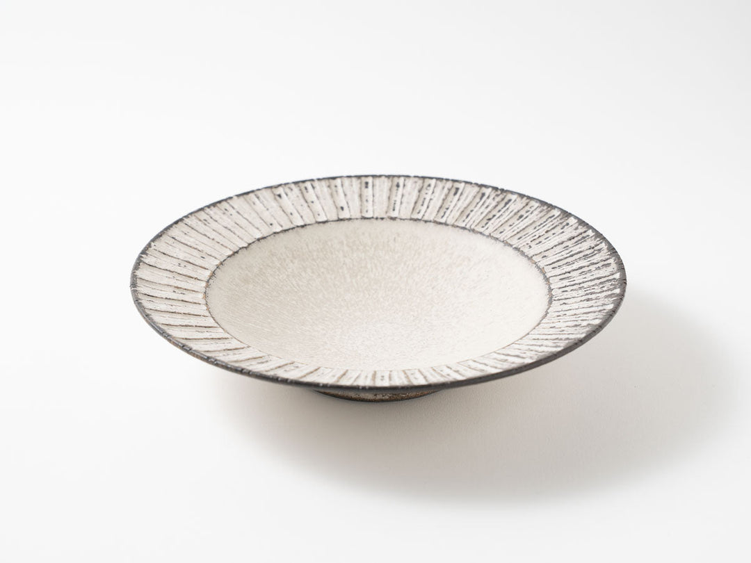 Rim Plate, Medium, White, Shinogi — Hand-Glazed Japanese Pottery by Masanori Yamamoto