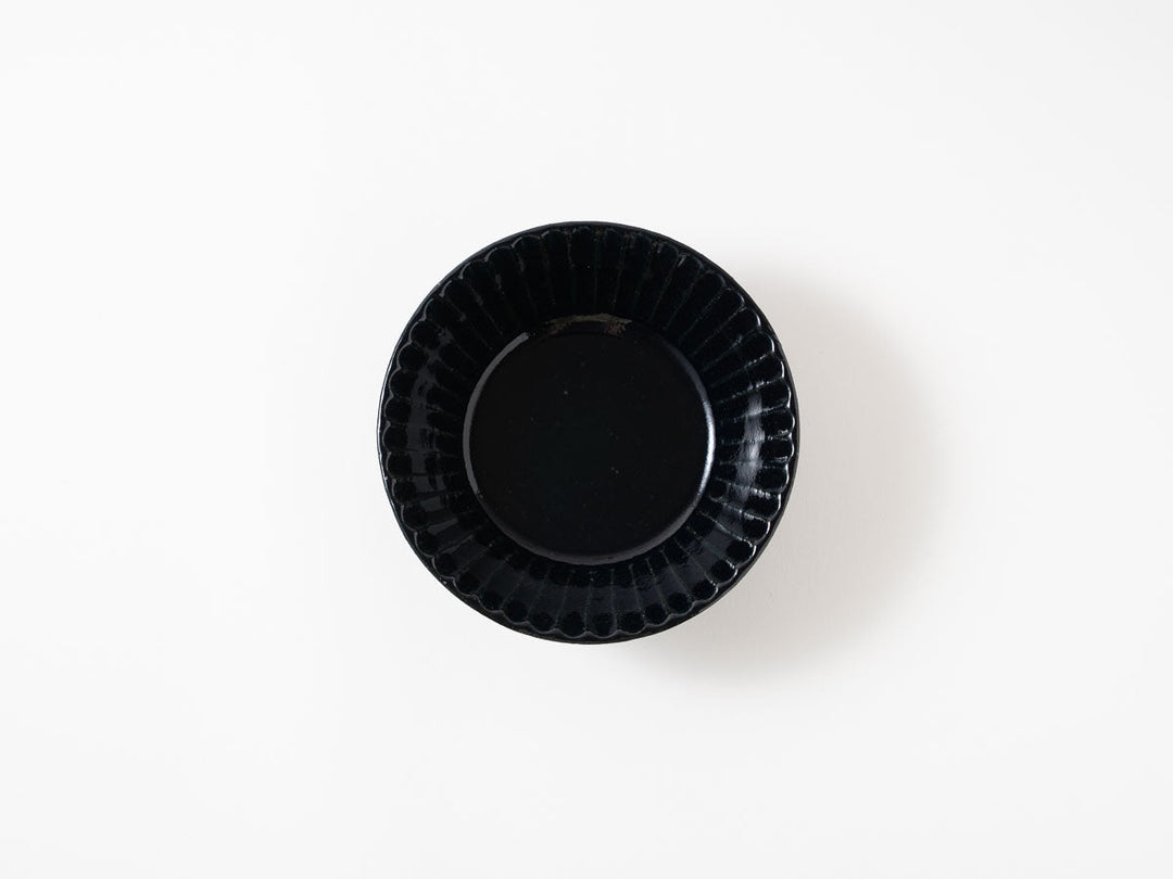 Ruri Glaze Ribbed Flat Bowl (Small) - Crafted By Hitoshi Kato
