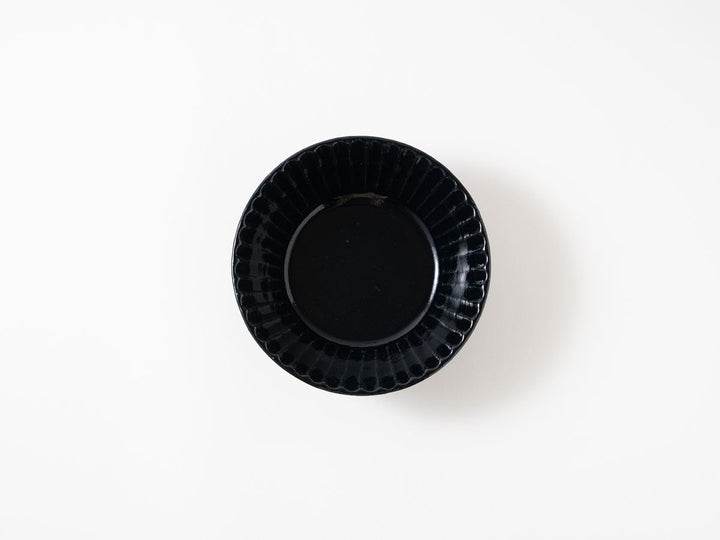 Ruri Glaze Ribbed Flat Bowl (Small) - Crafted By Hitoshi Kato