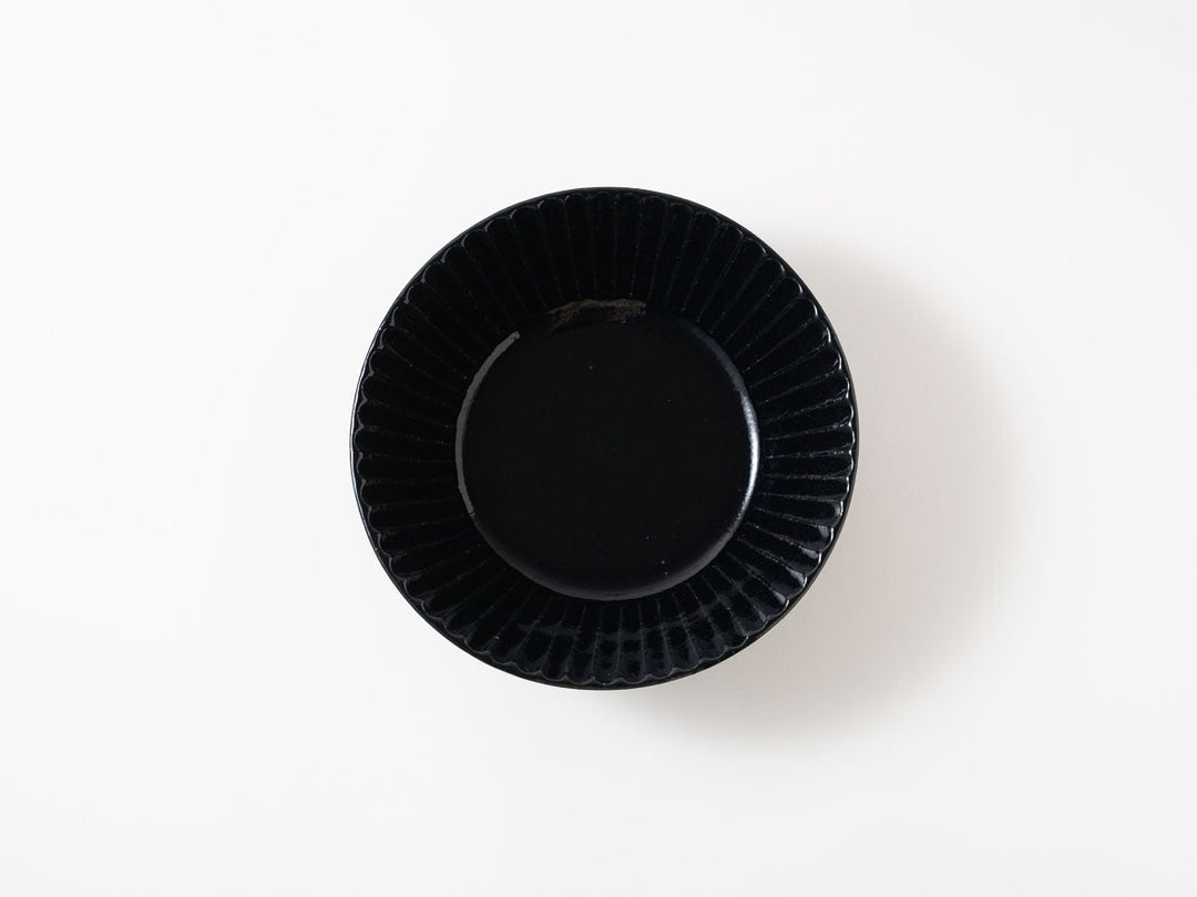 Ruri Glaze Ribbed Flat Bowl (Medium) - Crafted By Hitoshi Kato