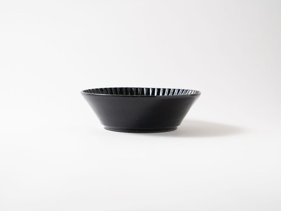 Ruri Glaze Ribbed Flat Bowl (Medium) - Crafted By Hitoshi Kato