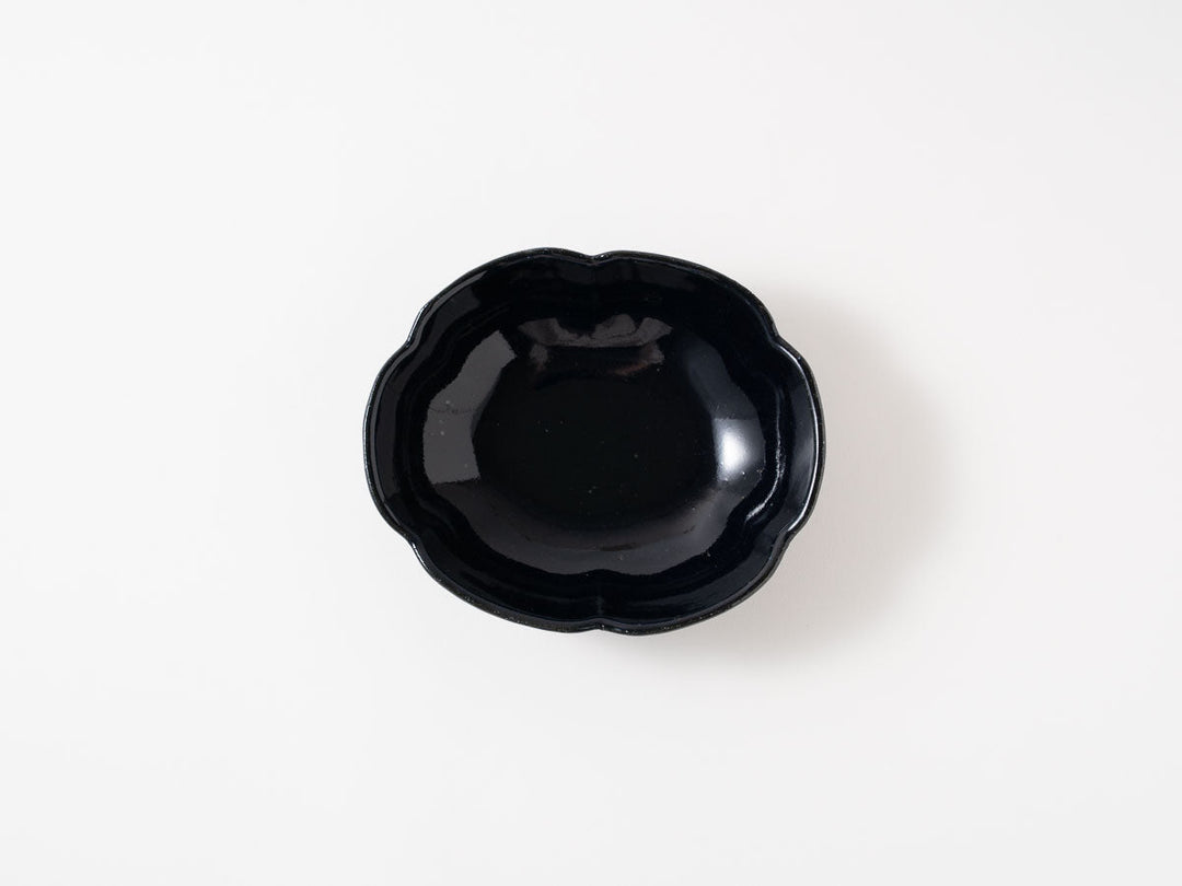 Ruri Glaze Flower-Rim Oval Bowl — Hand-Glazed Japanese Pottery by Hitoshi Kato