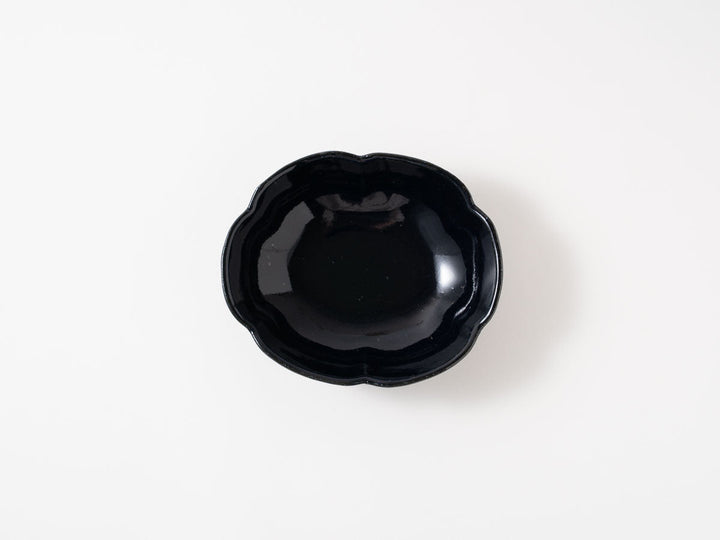 Ruri Glaze Flower-Rim Oval Bowl — Hand-Glazed Japanese Pottery by Hitoshi Kato