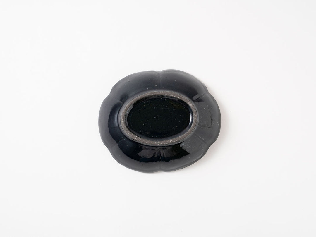 Ruri Glaze Flower-Rim Oval Bowl — Hand-Glazed Japanese Pottery by Hitoshi Kato