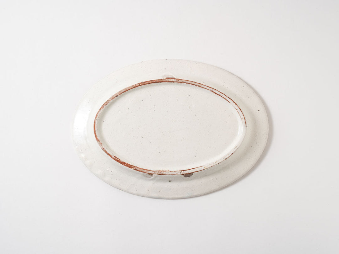 White Slip Ribbed Oval Plate (Medium) - Crafted By Hitoshi Kato