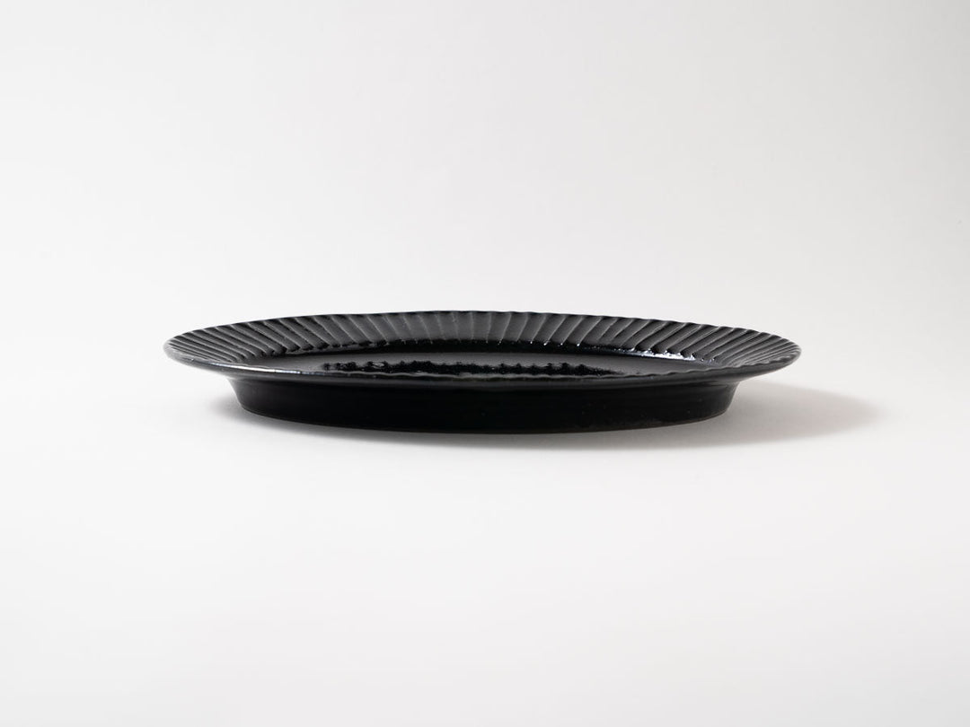 Ruri Glaze Ribbed Oval Plate (Large) - Crafted By Hitoshi Kato