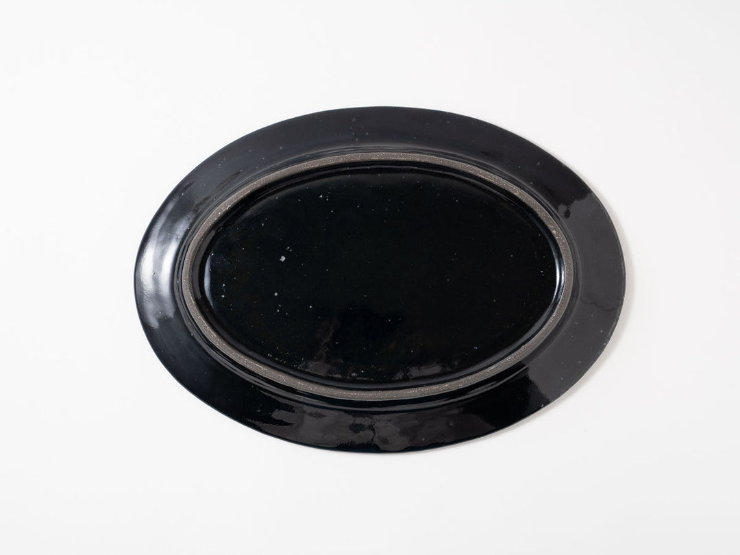 Ruri Glaze Ribbed Oval Plate (Large) - Crafted By Hitoshi Kato