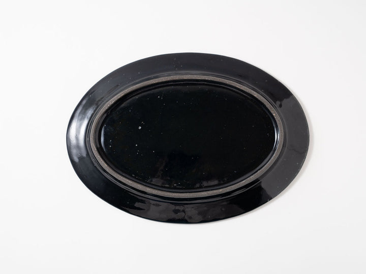 Ruri Glaze Ribbed Oval Plate (Large) - Crafted By Hitoshi Kato